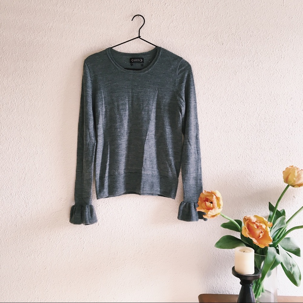 Nanette Lepore Merino Ruffle Cuff Sweater